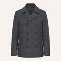 Men’s Classic Charcoal Grey Double-Breasted Wool Peacoat Jacket