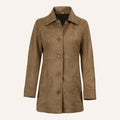 Women’s Classic Tan Suede Leather Mid-Length Trench Coat