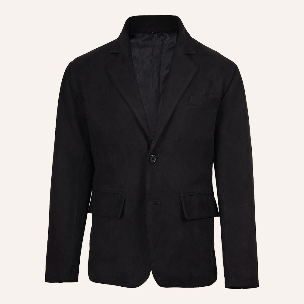 Men’s Classic Black Suede Leather Blazer Jacket