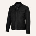 Men’s Classic Black Real Suede Cafe Racer Biker Jacket