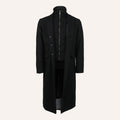 Men’s Classic Black Wool Long Overcoat with Removable Zip Vest
