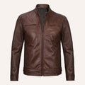Men’s Vintage Brown Real Leather Cafe Racer Jacket