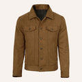 Men’s Classic Tan Brown Real Suede Trucker Jacket