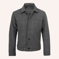 Men’s Classic Grey Wool Shirt Jacket with Quilted Lining