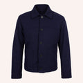 Men’s Classic Navy Blue Wool Shirt Jacket with Quilted Lining