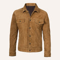 Men’s Vintage Tan Brown Suede Leather Trucker Jacket