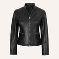 Women’s Classic Black Quilted Real Leather Racer Biker Jacket