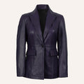 Women’s Classic Tailored Deep Purple Real Leather Blazer Jacket