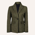 Women’s Classic Olive Green Real Suede Single Button Blazer Jacket