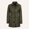 Women’s Classic Olive Green Suede Leather Mid-Length Trench Coat