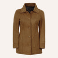 Women’s Classic Tobacco Brown Suede Leather Mid-Length Trench Coat