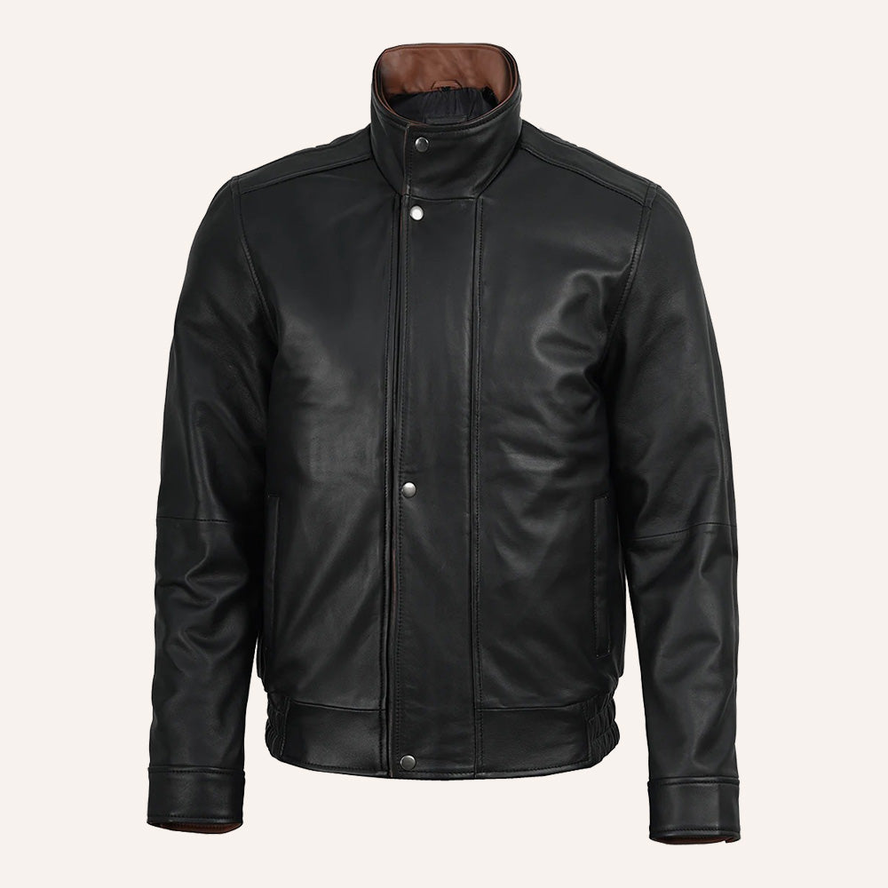 Men’s Black & Brown Dual Tone Real Leather Convertible Jacket