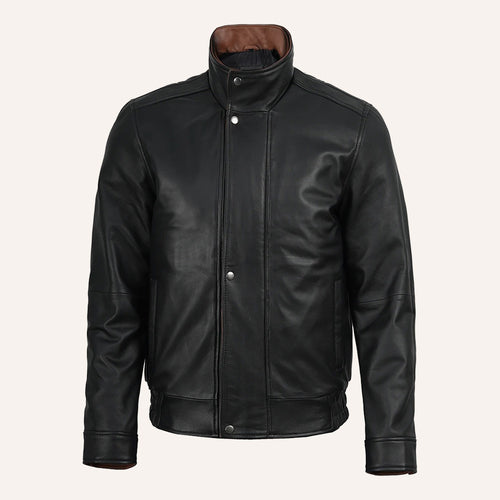 Men’s Black & Brown Dual Tone Real Leather Convertible Jacket