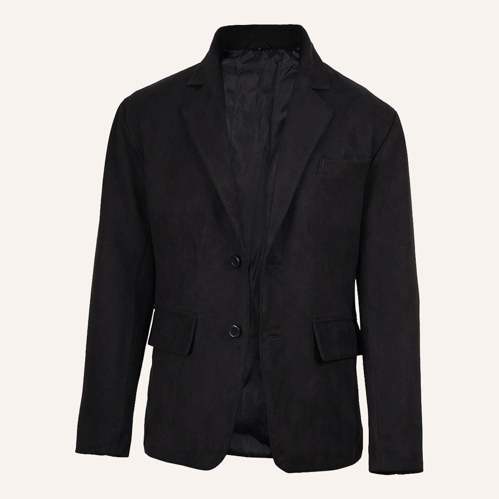Men’s Classic Black Suede Leather Blazer Jacket