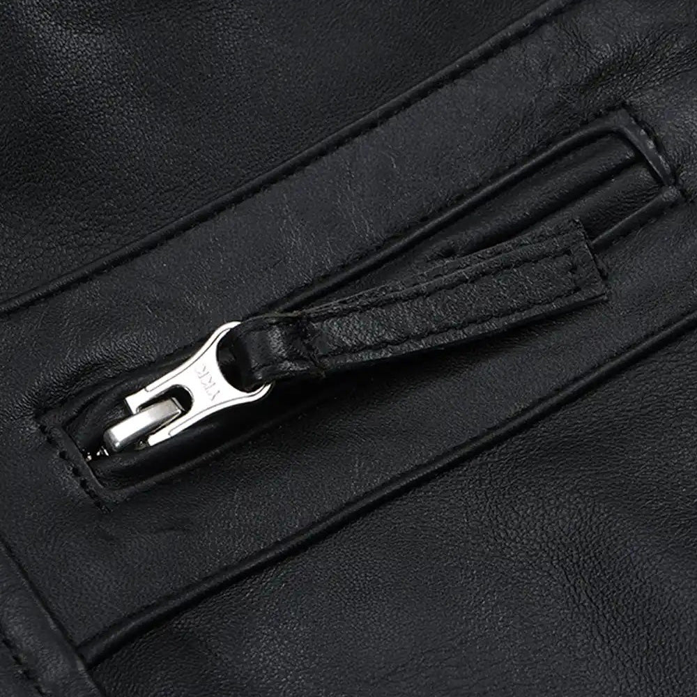 Women’s Classic Black Quilted Real Leather Cafe Racer Biker Jacket