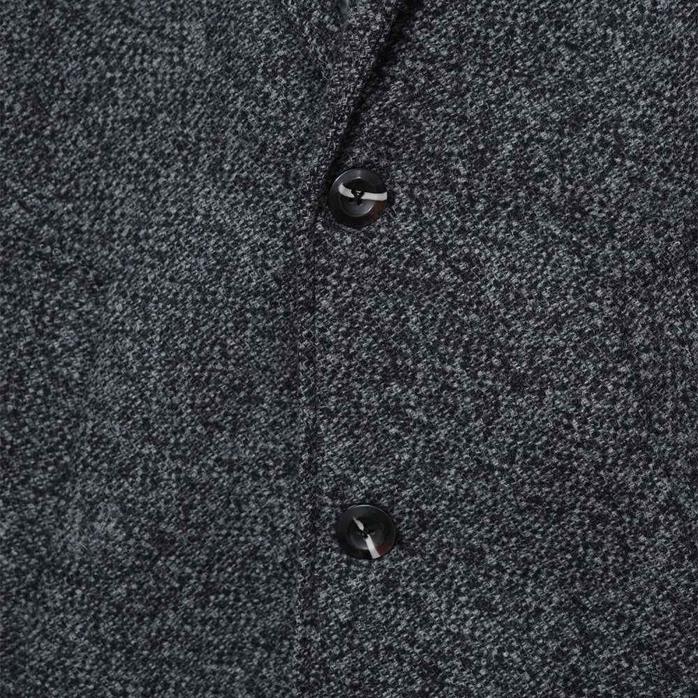 Men's Gray Tweed Overcoat with Notch Lapel and Tab Cuffs