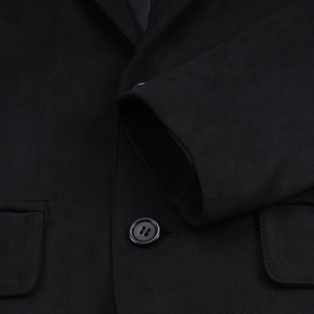 Men’s Classic Black Suede Leather Blazer Jacket