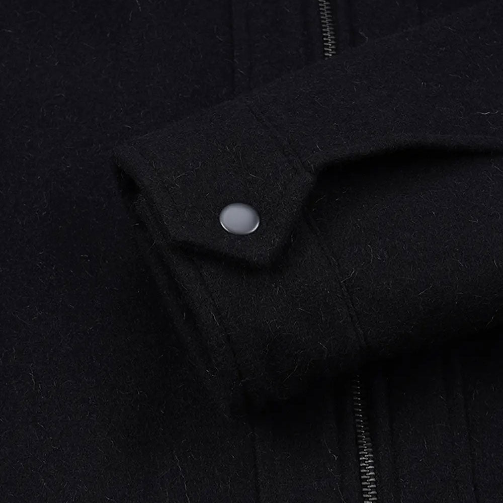 Men’s Classic Black Wool Racer Biker Jacket
