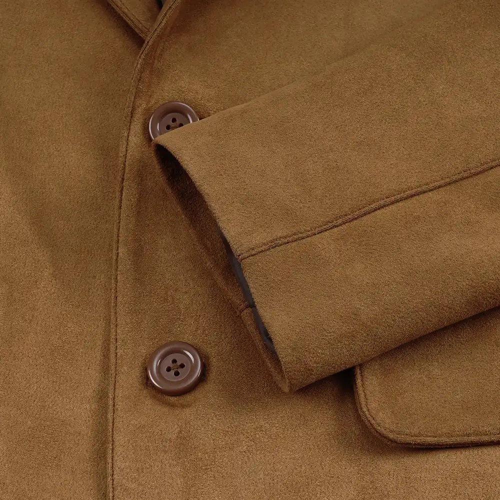 Men’s Classic Tan Real Suede Two-Button Blazer Jacket