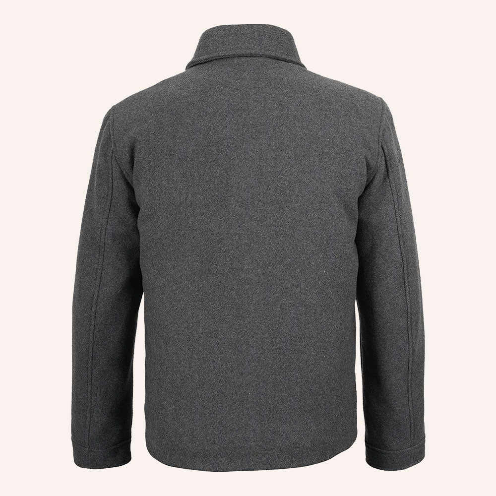 Men’s Classic Grey Wool Shirt Jacket with Quilted Lining