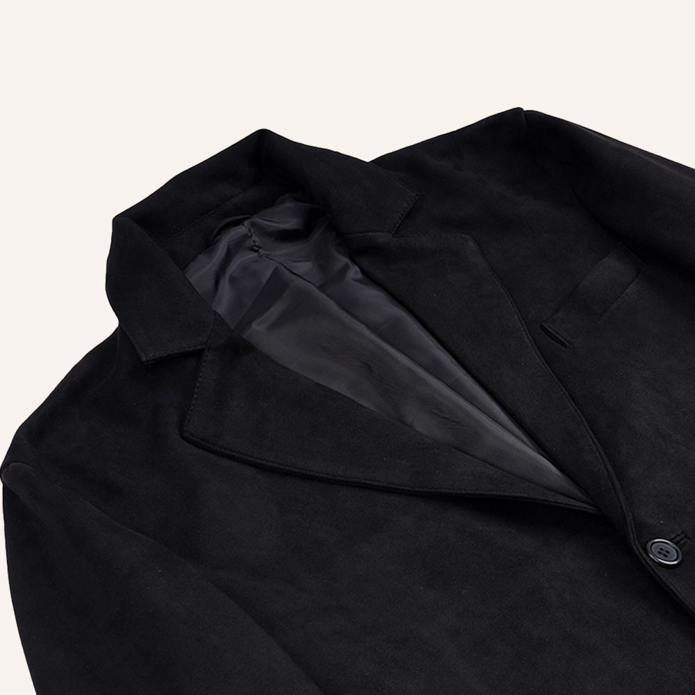 Men’s Classic Black Suede Leather Blazer Jacket