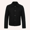 Men’s Classic Black Wool Shirt Jacket with Quilted Lining