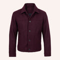 Men’s Classic Burgundy Wool Shirt Jacket with Quilted Lining
