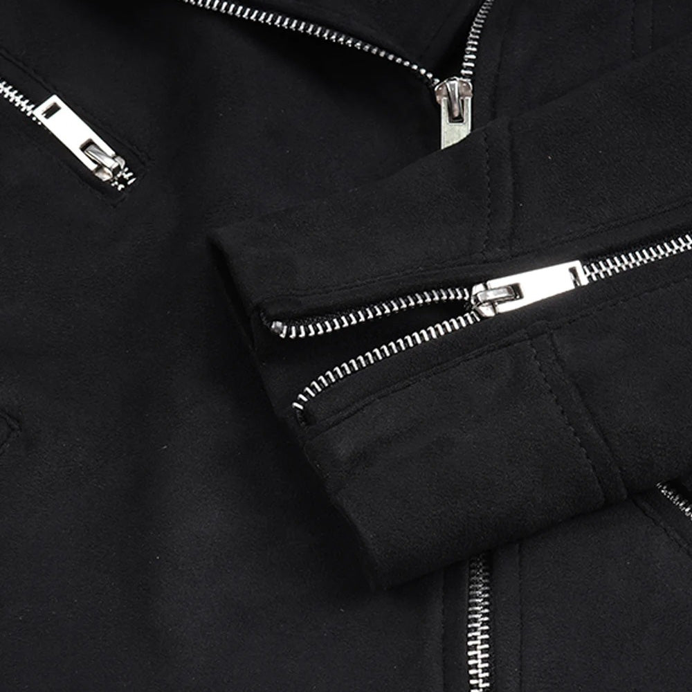 Women’s Classic Black Suede Asymmetric Biker Jacket