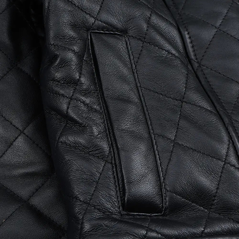 Women’s Classic Diamond Quilted Black Real Leather Jacket