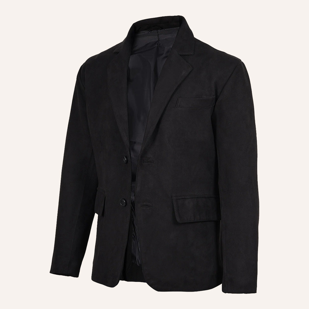 Men’s Classic Black Suede Leather Blazer Jacket