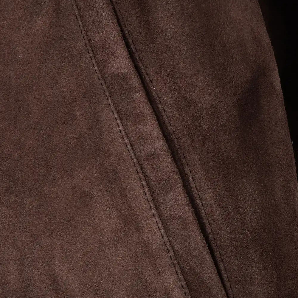 Men’s Classic Dark Brown Suede Bomber Jacket