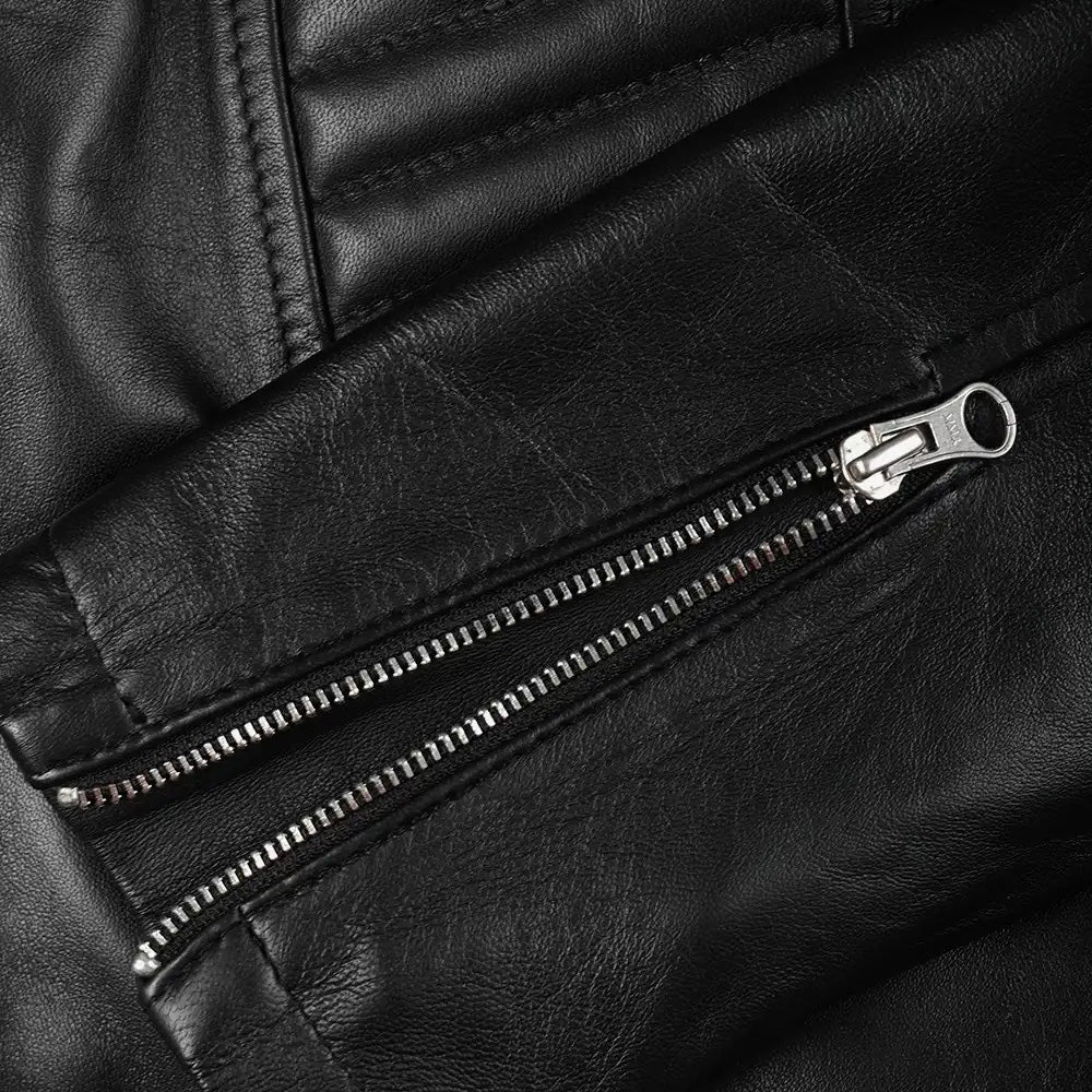 Women’s Classic Black Quilted Real Leather Racer Biker Jacket