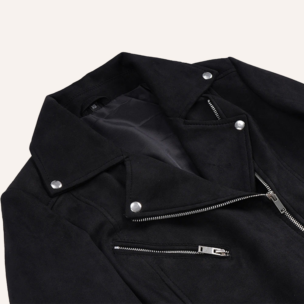 Women’s Classic Black Suede Asymmetric Biker Jacket