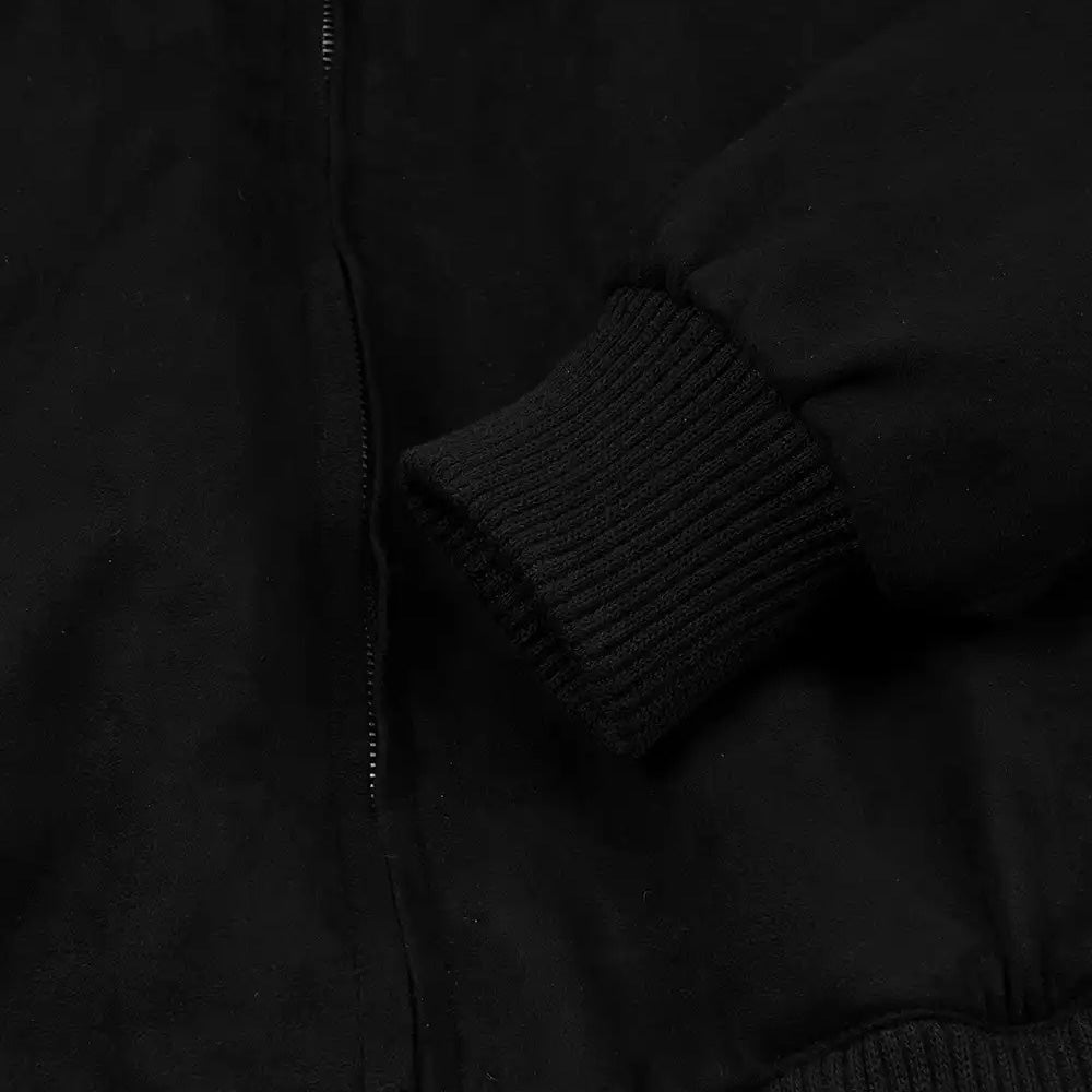 Men’s Classic Black Real Suede Leather Bomber Jacket