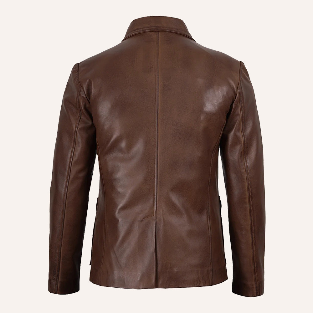 Men’s Classic Distressed Brown Real Leather Safari Field Jacket