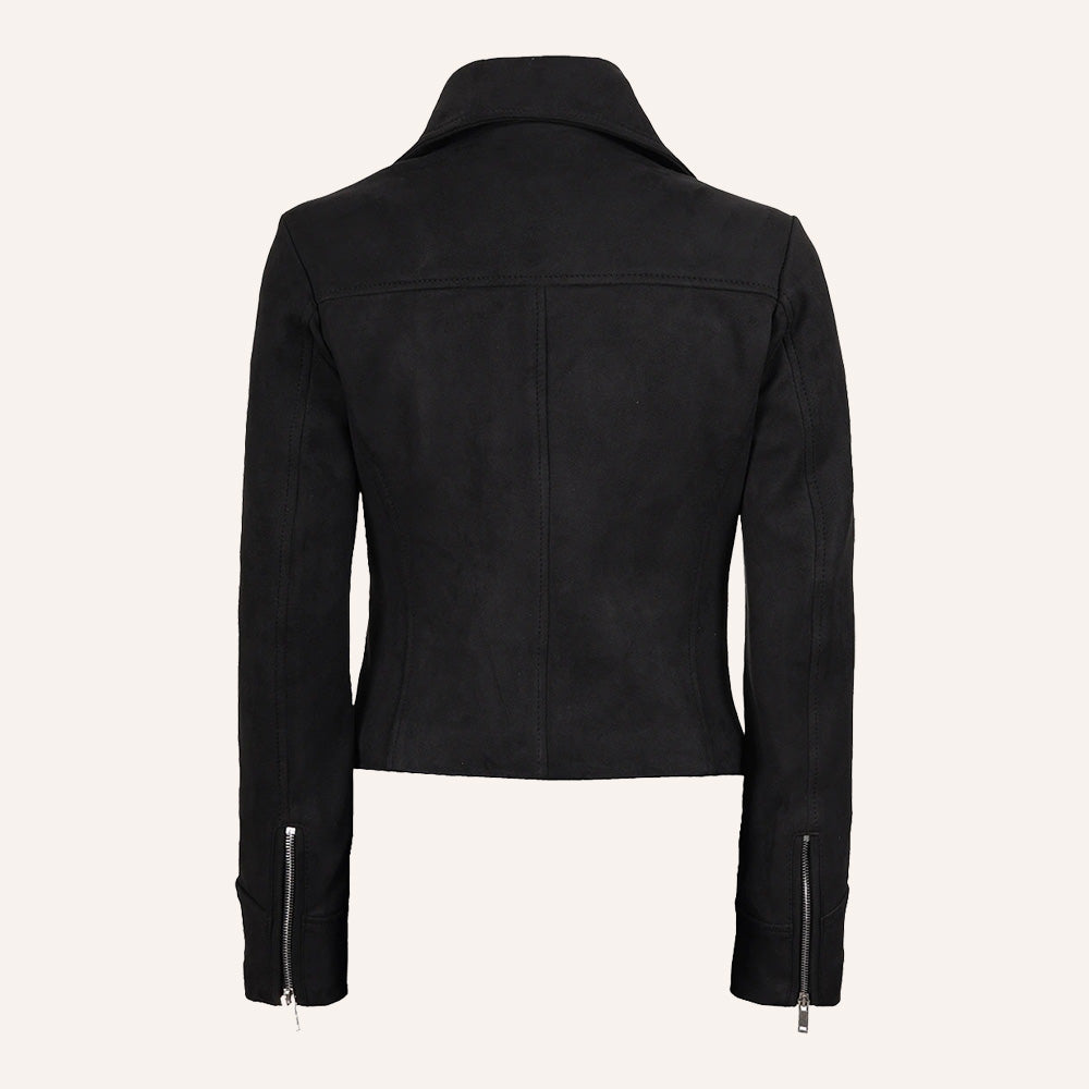 Women’s Classic Black Suede Asymmetric Biker Jacket